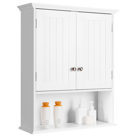 Costway Wall Mount Bathroom Cabinet Storage Organizer Medicine Cabinet White