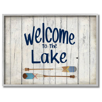 Welcome to Lake Greeting Boat Oars Lakehouse Blue Greeting,1pc, each 16 x 20