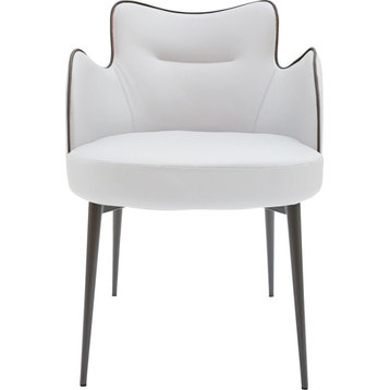 Montse Dining Chair, White Italian Top Grain Leather