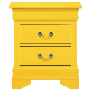 Louis Philippe 2-Drawer Yellow Nightstand (24 in. H X 21 in. W X 16 in. D)