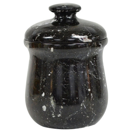 Marble Bathroom Jar, Black Zebra
