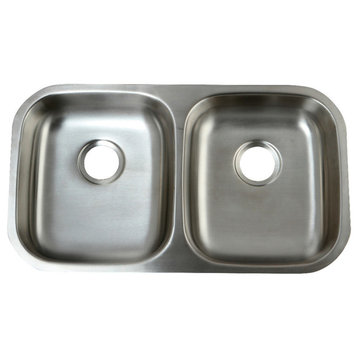 Gourmetier Undermount Double Bowl Kitchen Sink, Brushed