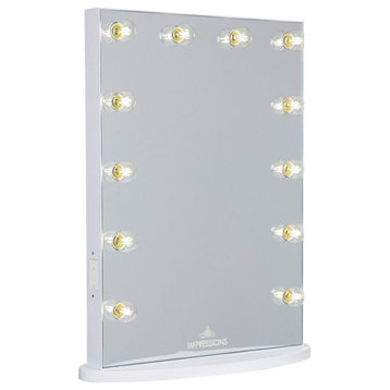 Hollywood Glow Lite XL Vanity Mirror, Clear LED Globe Bulbs, White