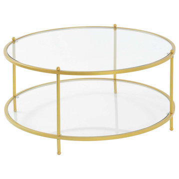 Royal Crest 2 Tier Round Glass Coffee Table