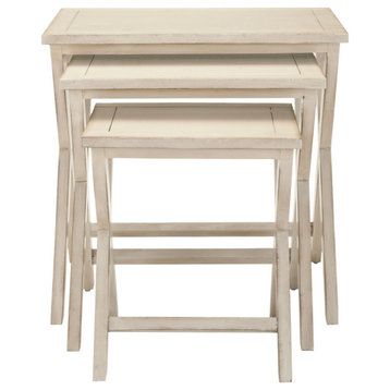 Beth Stacking Tray Tables, White Birch