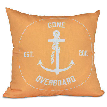 26"x26" Gone Overboard, Word Print Pillow, Yellow