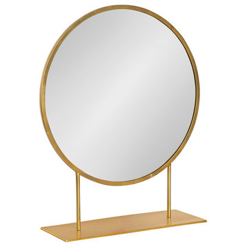 Rouen Round Metal Table Mirror, Gold 18x22
