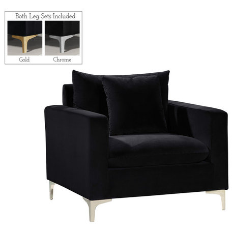 Naomi Velvet Upholstered Chair, Black
