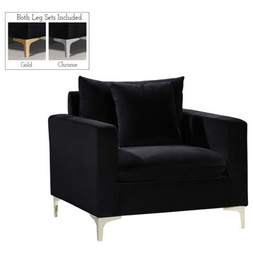Naomi Velvet Upholstered Chair, Black