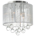 CWI Lighting - Water Drop 4 Light Drum Shade Flush Mount With Chrome Finish - The Water Drop 4 Light Flush Mount can help you add a refined touch to your space. This light fixture has a 10 inch drum shade that envelopes strands of clear crystals. Designed with a classic look but with a modern attitude, this lighting option can make a lot of difference to your home. The Silver Shade can break the monotony of an all-white modern minimalist room. The White Shade is perfect for softening a dark or cramped space. The Black Shade is ideal for infusing depth and drama to a neutral space Feel confident with your purchase and rest assured. This fixture comes with a one year warranty against manufacturers defects to give you peace of mind that your product will be in perfect condition.