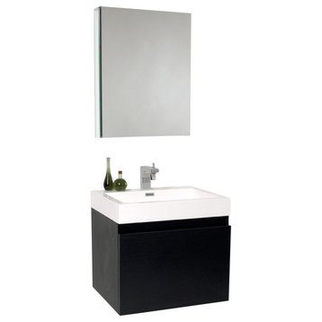 23.5" Modern Bathroom Vanity, Black, FFT1040CH