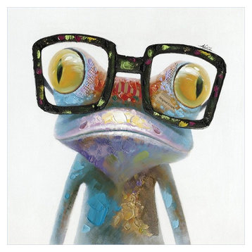 Hipster Froggy Art Painted On Canvas