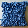 Vintage Style Ruffles Blue Satin 14"x14" Pillow Covers, Vintage Blues