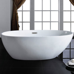 66" x 33" White Oval Soaking Free-Standing Bathtub - Bathtubs