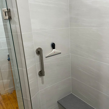 MASTER BATHROOM - Large Shower with 16" x 32" Porcelain Tile, Hex Floor Tile