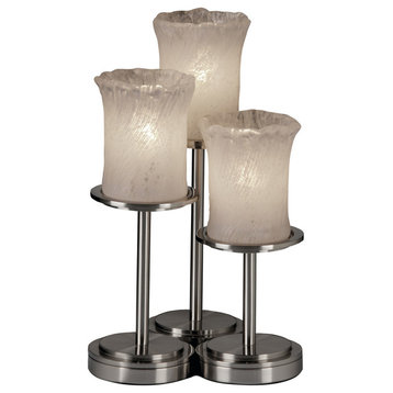 Veneto Luce Dakota Table Lamp, Cylinder With Rippled Rim With Whitewash Glass