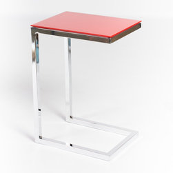 Safari Cee Chrome Side Table | Red - Coffee Tables