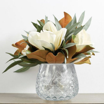 Diamond Cut Glass Flowers Vase, Roly-Poly Vase