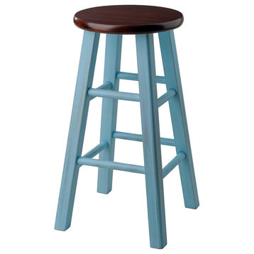 Winsome Wood Ivy 24" Bar Stool Walnut/Blue Collection, Pack of 2