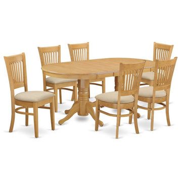 East West Furniture Vancouver 7-piece Wood Dining Table and Chair Set in Oak