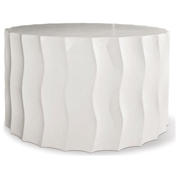 Wave Accent Table (Wide) - White Outdoor End Table