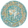 Weave & Wander Arsene Distressed Medallion Rug, Capri Blue/Gold, 8'9" Round