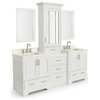 ARIEL Stafford 85" Double Sink Bathroom Vanity, White White Quartz Top