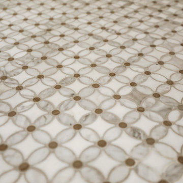 Graphic Floral Tile Shower Floor