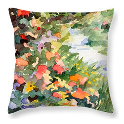 Monet's Garden Path Colorful French Country Decorative Pillows - Decorative Pillows