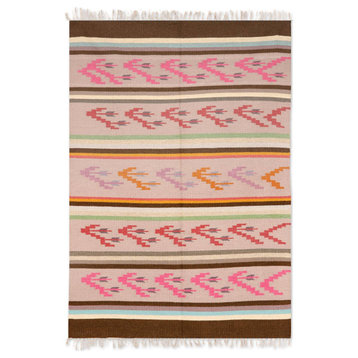 Novica Handmade Blossom Dance Wool Area Rug (4X5.5)