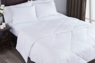 Lightweight White Goose Down Blend Comforter Duvet Insert 100% Cotton Fabric