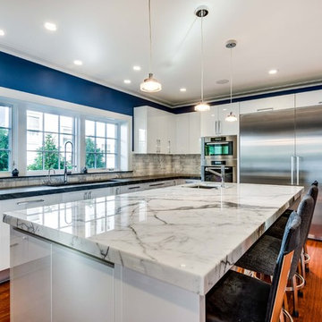 Kitchen and Fireplace, Marble and Granite