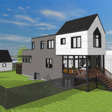 All Electric Custom Home Exterior Rendering