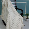 Shimmer Stripe Woven Throw Blanket with Fringe, Gray