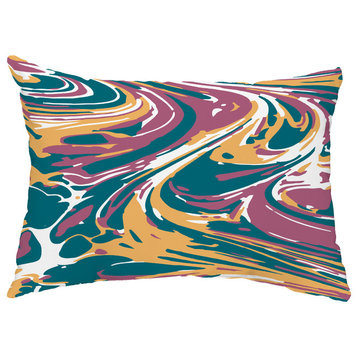 Marble Blend 14"x20" Decorative Abstract Outdoor Throw Pillow, Purple