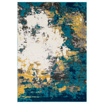 Livabliss - Pepin Modern Aqua, Bright Blue Area Rug, 2'x3' - Vidid jewel tone color paletts and bold painterly patterns give the Pepin collection an impressive look for a rug that is easily within reach of most consumers. This machine made polypropylene brings a feel of high end elegance and artistry to any space.