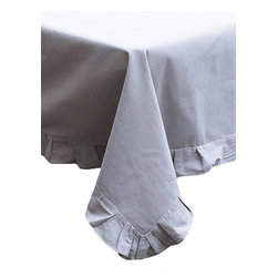 Xia Home Fashions - Ruffle Trim Solid Taupe Tablecloth - Tablecloths