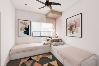 Example of a small trendy loft-style bedroom design in Other