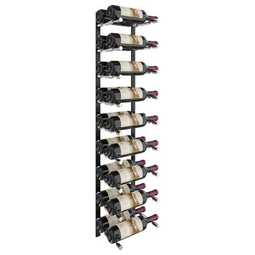 Vino Pins Flex 45 (wall mounted metal wine rack), Matte Black/Aluminum, 18 Bottles