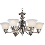 Maxim Lighting International - Malaga 6-Light Chandelier, Satin Nickel, Marble - Shed some light on your next family gathering with the Malaga Chandelier. This 6-light chandelier is beautifully finished in a unique color with marble glass shades. Hang the Malaga Chandelier over your dining table for a classic look, or in your entryway to welcome guests to your home.