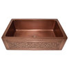Versailles Farmhouse Pure Copper Single Bowl Kitchen Sink, Grid, Strainer, 30"