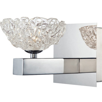 Caramico Hand Crafted Drizzled Glass Wall Sconce, Clear