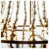 Lafontaine Gold Metal w/Wooden Beads Three Bulb Chandelier