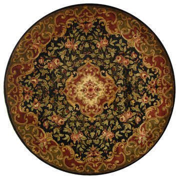 Safavieh Classic Collection CL234 Rug, Black/Green, 6' Round