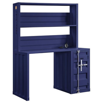 ACME Cargo Metal Frame Desk and Hutch with Storage Base in Blue