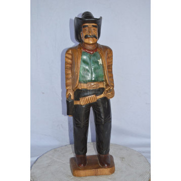 Sheriff Made of Wood Statue - Size: 6"L x 9"W x 30"H.