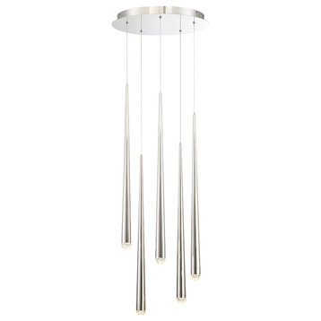 Modern Forms Cascade LED 5-Light Round Chandelier in Polished Nickel