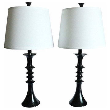 Marcato Table Lamps, Glossy Black, Set of 2