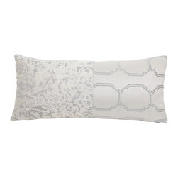 DECORATIVE PILLOWS MIAMI - Mixed Fabrics Mosaic Pillow, Gray, 11"x22" - Decorative Pillows