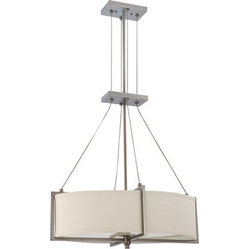 Hazel Bronze Oval 4-Light LED Chandelier/Pendant With Khaki Shade